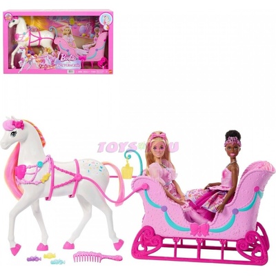 Mattel Barbie Louskáček Sáňky s koněm JNH63