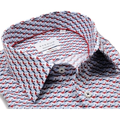 Eterna Modern Fit Twill košile s červeno-modrými trojúhelníčky extra prodloužený rukáv