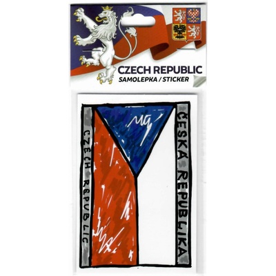 Samolepka s kreslenou vlajkou SR (Česká republika) 8,5 x 6 cm - farebná