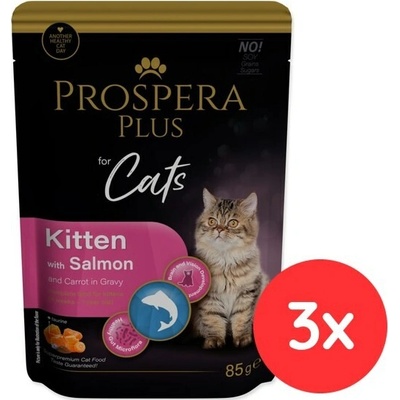 Prospera Plus Cat Kitten losos a mrkev 3x85 g