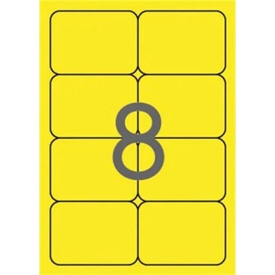 APLI Etikety, 99,1x67,7 mm, farebné, zaoblené rohy, APLI, neónové žlté, 160 etikiet/bal