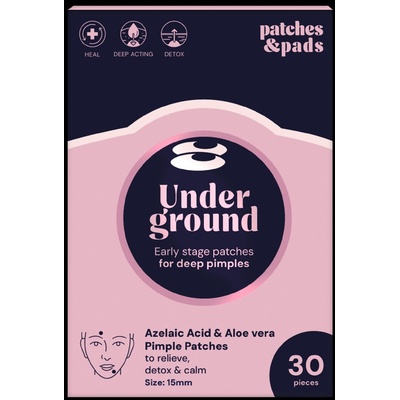 Patches & Pads Underground neviditelné náplasti na hluboké akné s kyselinou azelaovou 30 ks