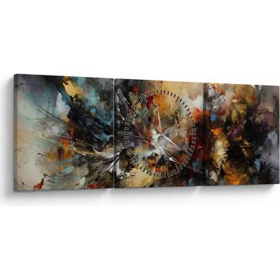 Obraz - Abstraktná grafika (s hodinami), trojdielne 90x30 cm s hodinami