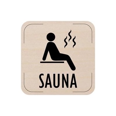 Popis místnosti - cedulka na dveře - Sauna, dřevěná tabulka, 80 x 80 mm
