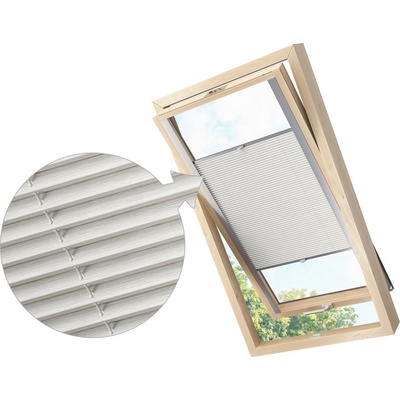 Zebra-shop Zastiňující roleta Plissé pro střešní okno Bílo Šedý melír PD304 Velux F08 stříbrná