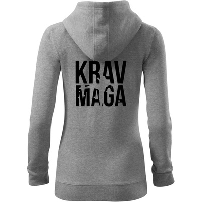 Nápis Krav Maga dámská mikina trendy zipper s kapucí Tmavě šedý melír – Hledejceny.cz