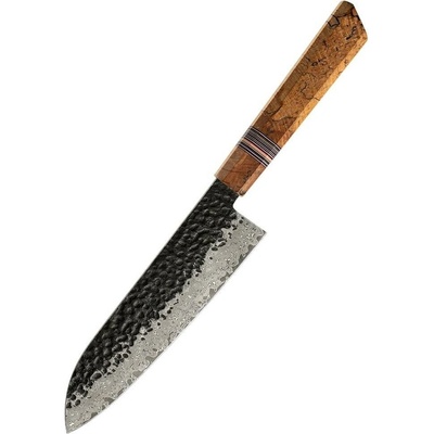 IZMAEL Damaškový kuchynský nôž Zenkai Santoku/Hnedá 17 cm