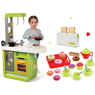 Smoby Set kuchyňka Cherry Kitchen se zvuky a kávovarem a topinkovač Tefal Express