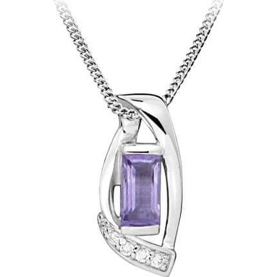 Silver Cat Strieborný náhrdelník so syntetickým ametystom SC471