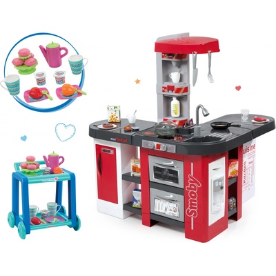 Smoby set kuchyňka Tefal Studio XXL elektronická s magickým bubláním a servírovací vozík se snídaní