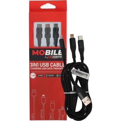 EINPARTS EPMOB07 USB-C/micro USB/Lightning 1,2m černý