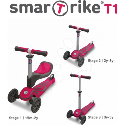 Smart Trike T1 šedo-ružová