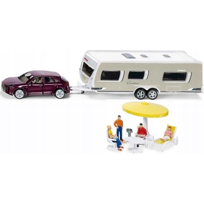 Siku Osobní auto s karavanem bílé měřítko 1:87