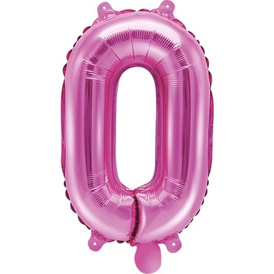 PartyDeco Fóliový balón Mini Číslo 0 ružový 35cm