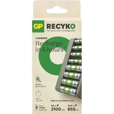 GP Eco E821 + 4x AA 2100mAh, 4x AAA 850mAh