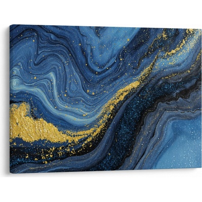 Obraz - Modro-zlatá abstrakcia, jednodielne 70x50 cm