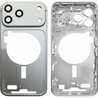 Apple iPhone 17 Pro Max strieborný stredný rám a zadná kamera s objektívom