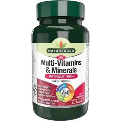 Natures Aid Multi-vitamíny a minerály bez železa 60 tablet