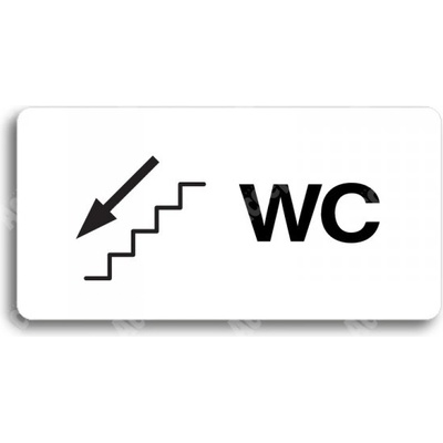 ACCEPT Piktogram WC VLEVO DOLŮ - bílá tabulka - černý tisk bez rámečku