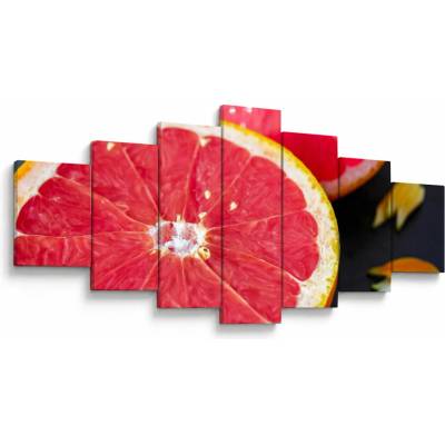 Obraz rozkrojených grapefruitů, sedmidílný 210x100 cm