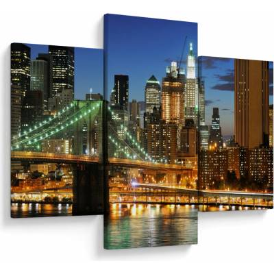 Obraz - Most s New Yorkom, trojdielne 90x60 cm