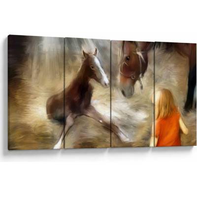 Obraz - Vitaj na svete, žriebätko, štvordielne 160x80 cm