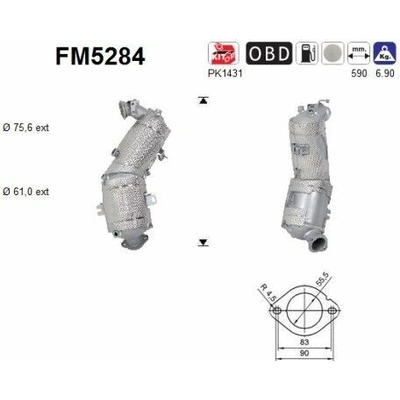 Filter sadzí pevných častíc výfukového systému AS FM5284