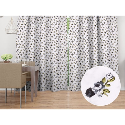 Biante Bavlnený záves Sandra SA-345 Sivé ružičky na bielom 130x210 cm