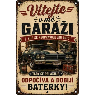 CAB Design - Metal Signs & Decor Plechová ceduľa Vítejte v mé garáži