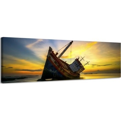 Obraz na plátne Panoráma, Stroskotaná loď, 36x118cm