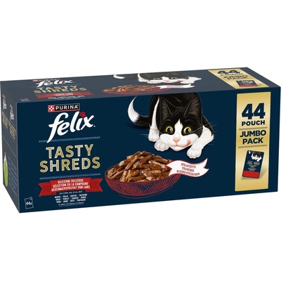 Felix TASTY SHREDS hovädzie, kuracie, kačacie, morčacie v šťave 44x80 g