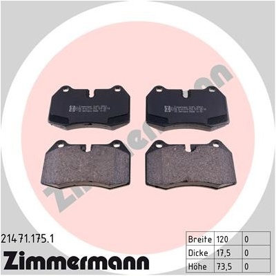 ZIMMERMANN Sada brzdových platničiek kotúčovej brzdy 214711751