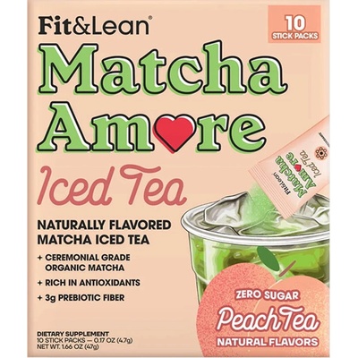 Fit & Lean Matcha Amore Iced Tea broskvový ledový čaj 47 g