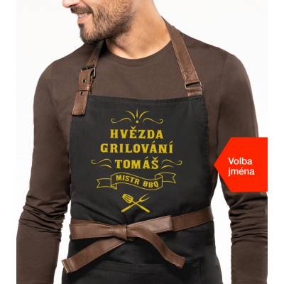 Kariban Zástěra na grilování se jménem Exclusive Hvězda grilování Černá Black