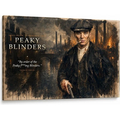 Papilora Obraz Peaky Blinders – Thomas Shelby v Birminghame na plátne - 120x80 cm