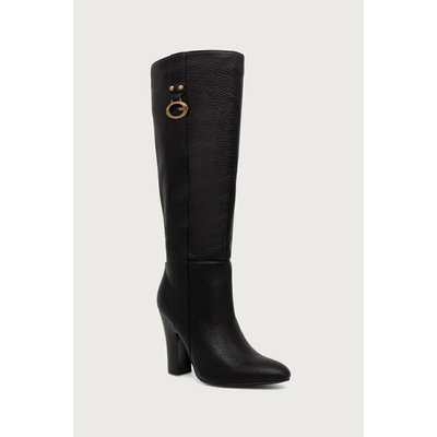 Guess kozačky nad kolena na sloupku dámské TYNE FLFTYN.ELE11.BLACK