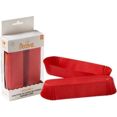 Decora Papierové košíčky na éclairs červené 135x33x28 mm 60 ks