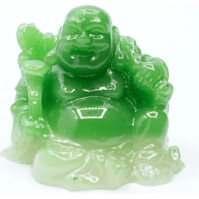 Milujeme Kameny Smějící se Buddha hojnosti - soška Feng shui - zelená Z5