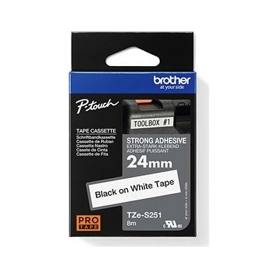 Brother originál páska do tlačiarne štítkov Brother TZE-S251 černý tlač/biely podklad laminovaná 8 m 24 mm extrémne adhezívn