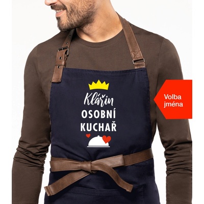 Kariban Zástěra pro muže se jménem Exclusive Osobní kuchař Tmavě modrá Navy