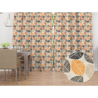 Biante Dekoračný záves PML-072 Jesenné listy na krémovom 145x180 cm