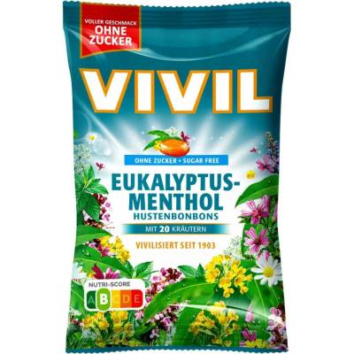 Vivil Eukalyptus-mentol + 20 druhů bylin bez cukru 120 g