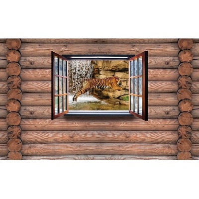 Preinterier FT2728 Fototapeta na stenu Tiger na drevenej stene vlies 104cm x 70cm