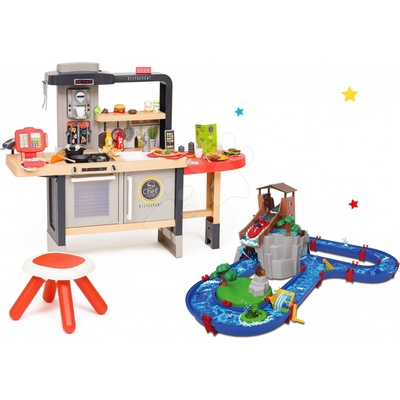 Smoby Set reštaurácia s elektronickou kuchynkou Chef Corner Restaurant a vodná dráha Dobrodružstvo pod vodopádom s vodným delom