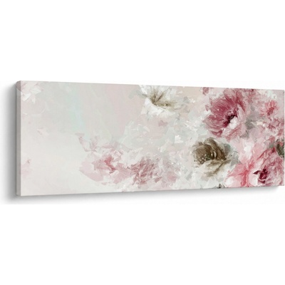 Obraz - Malba růžových květů, jednodílný 100x40 cm