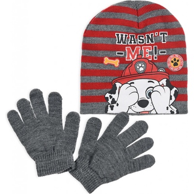 Detská súprava čiapka a rukavice Paw Patrol Marshall červená