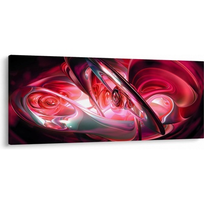 Obraz červených fraktálů, jednodílný 120x50 cm