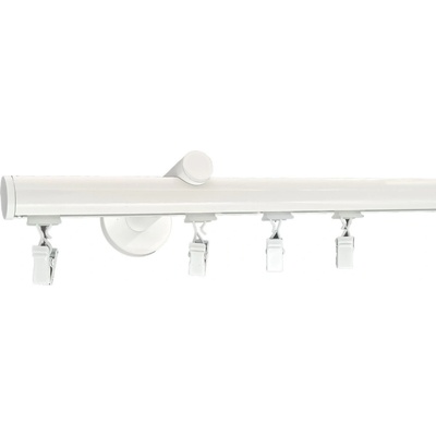 KovovégarnýžeCZ Garnýž Deco modern bílá lesklá Dvouřadá, 0-100cm, nacvakávací jezdec s háčkem