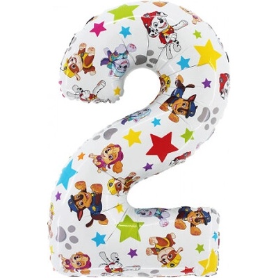 Baloon Party Balónik fóliový narodeninové číslo 2 biely Paw Patrol