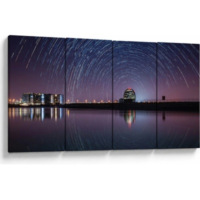 Obraz noční oblohy s hvězdami, Čtyřdílný 160x80 cm